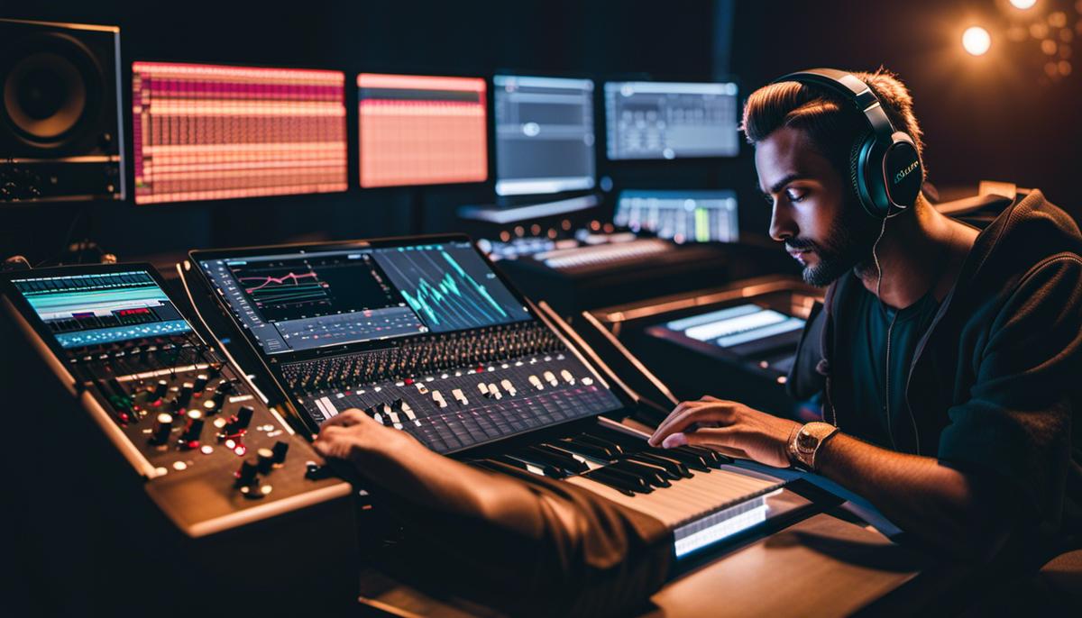 Image depicting a person using AI tools for music production