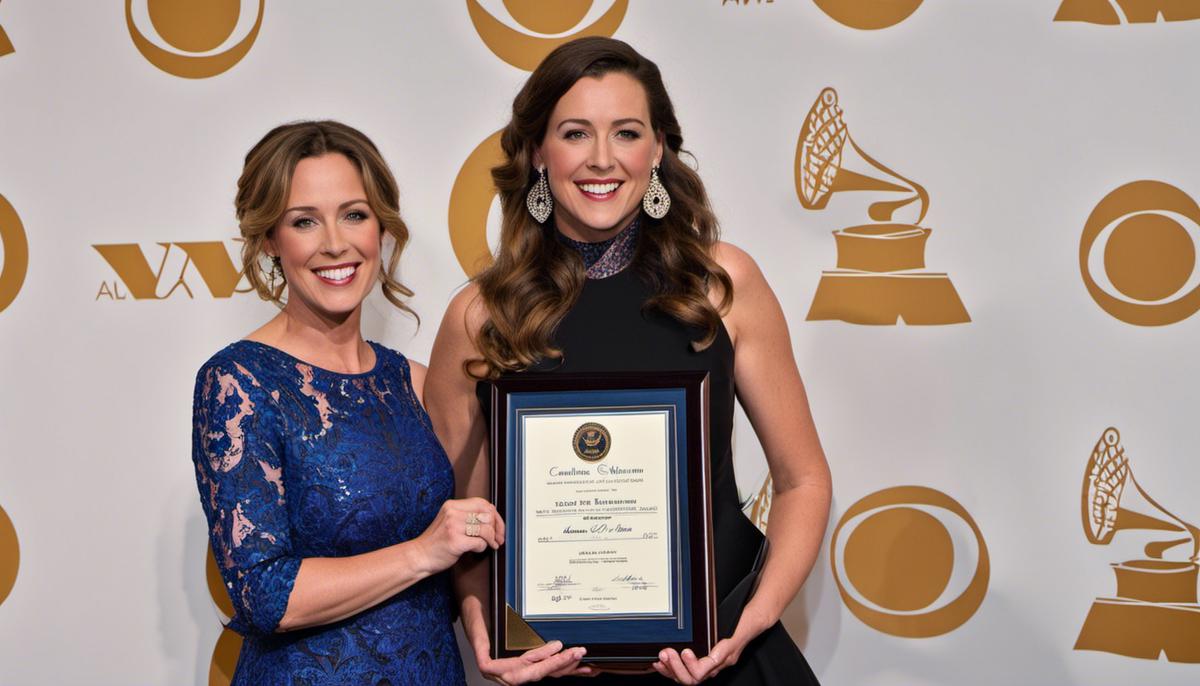 Image of Caroline Shaw receiving awards for her accomplishments in music