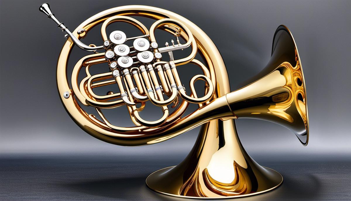 Image of a French horn depicting its design attributes and variations