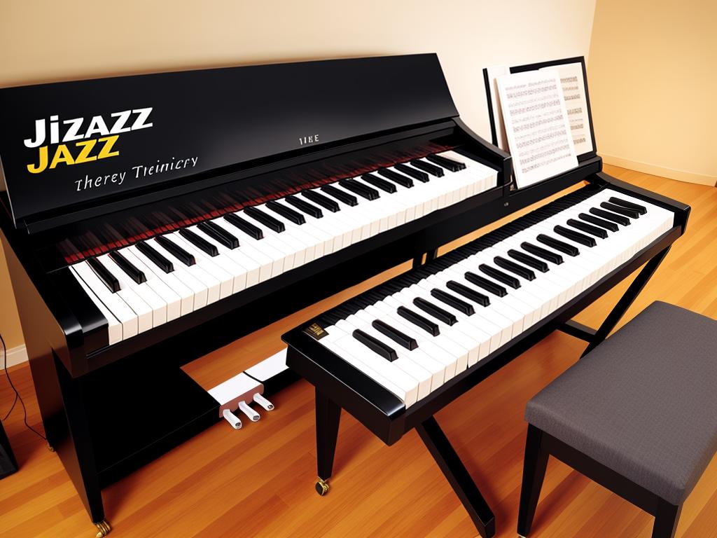 Image of 'The Jazz Theory Book' cover, showcasing a piano keyboard and musical notes.