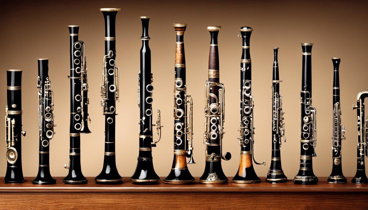 Image depicting the evolution of the clarinet throughout the classical and romantic periods