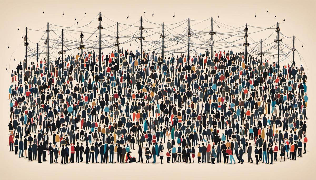 Illustration of a network of interconnected people representing the importance of relationships in the music industry.
