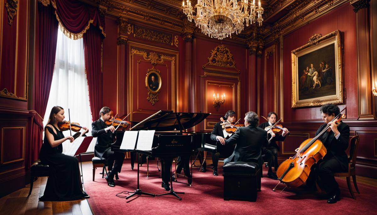 A photo of musicians playing chamber music, representing the theme of the text.