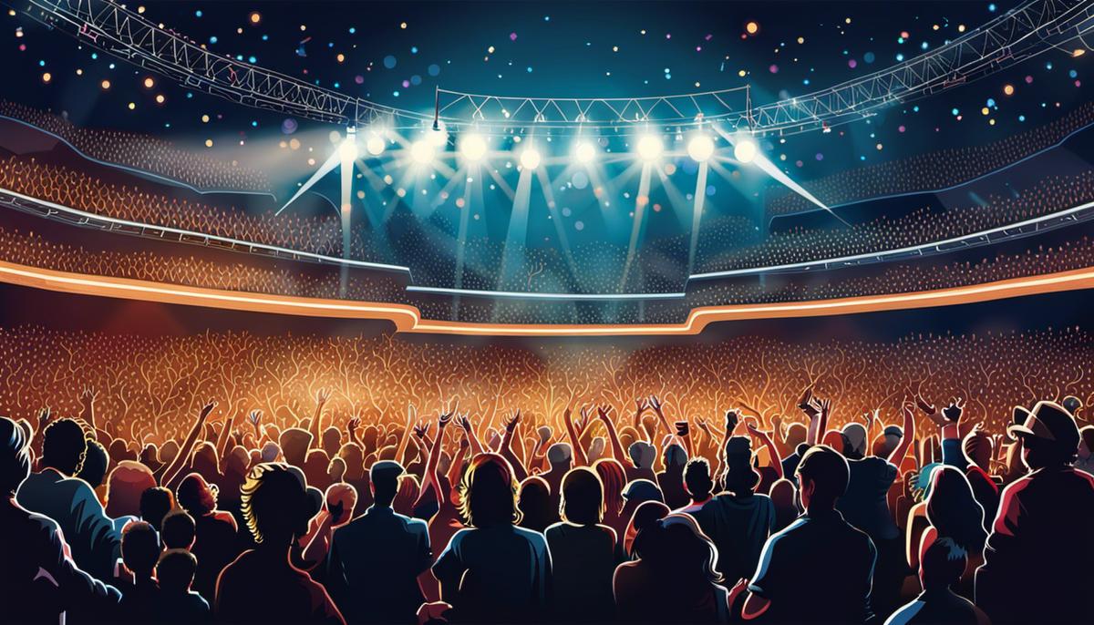 Illustration of a crowd of people enjoying live music at a concert