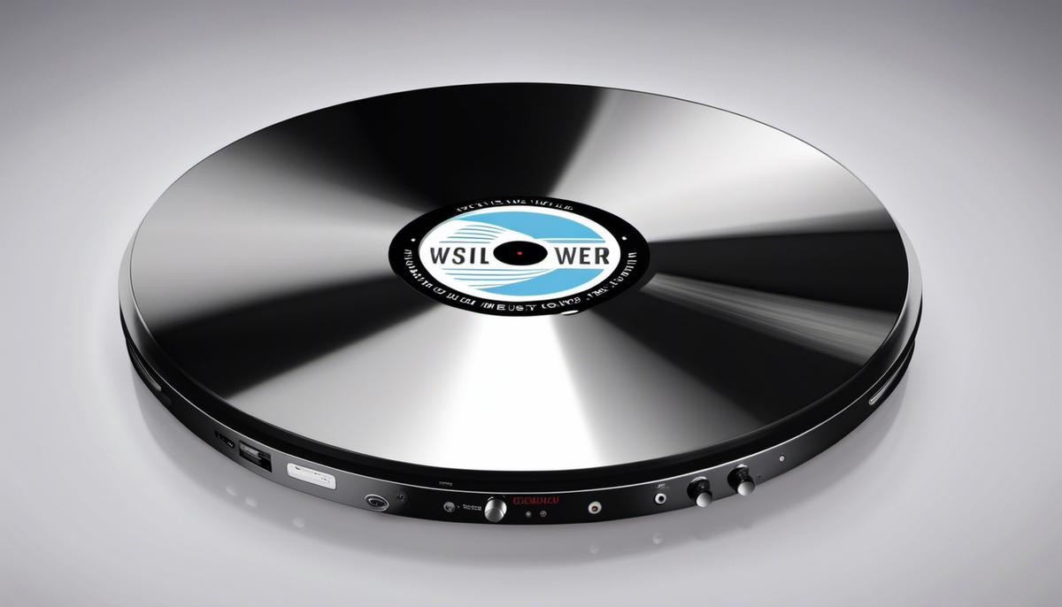 A digital music player streaming from a record label's logo